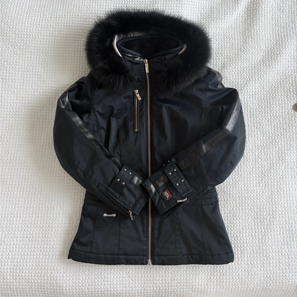 Spyder Black Women's Ski Jacket With Fur-Trim Hood